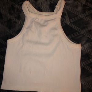 Skylee white high neck crop top shirt